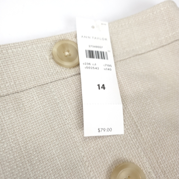 New Ann Taylor Elegant Cream Button Skirt Sz 14 - Picture 2 of 9